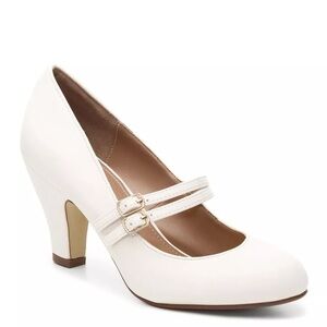 Journee Collection White Mary Jane Style Block Heels